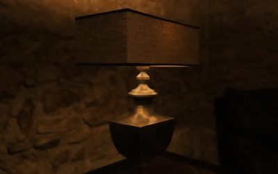 Photo brass nightstand lamp