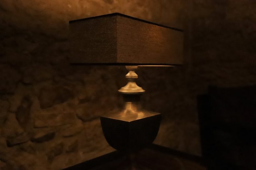 Photo brass nightstand lamp