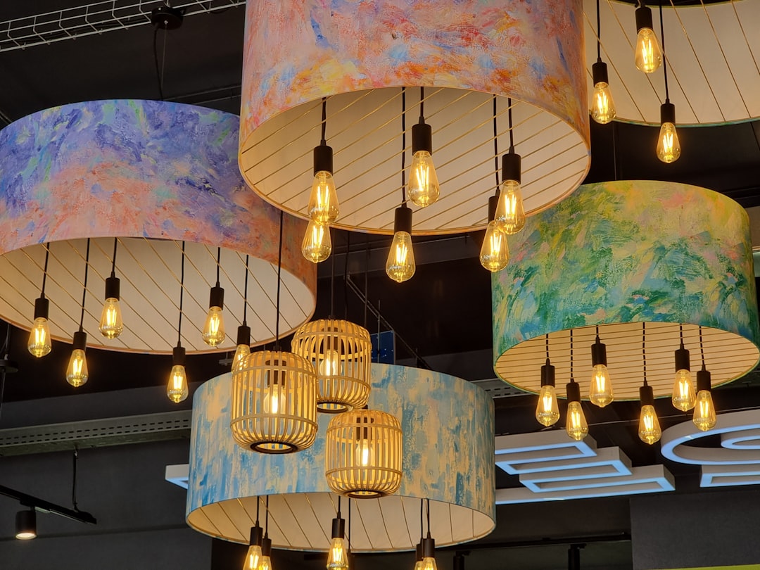 Photo silk shade chandelier